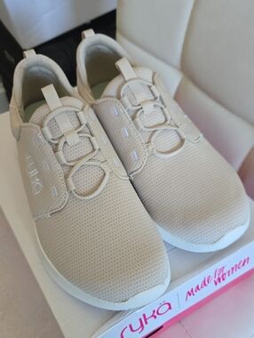 Ryka Women's Athletic Slip-On Sneakers in Beige